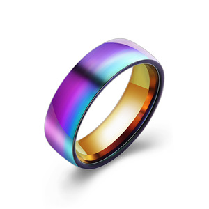 Titanium Steel Rainbow <b>Ring</b> 6Mm Electroplated Fashion Women's Jewelry Gift - Product Image 1