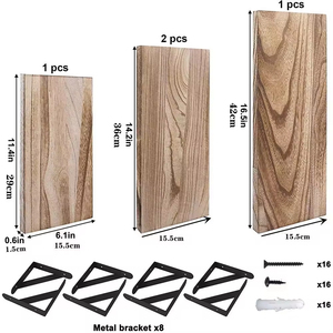 8 Inch Deep Rustic Elm Wood <b>Floating</b> <b>Shelves</b> with Invisible <b>Brackets</b>, Wall Mounted Display <b>Shelves</b> for Living Room and Bathroom - Product Image 2