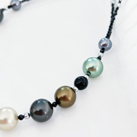 2024 à la mode hip-hop titane acier perle couture collier de perles noires pour hommes et femmes collier empilé
