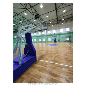 Equipamento de Basquete Suporte Elétrico Hidráulico Dobrável com Tabela de Vidro Temperado Century Star BS019 Aro de Aço HDPE - Product Image 6