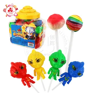 Cartoon Superhero Man toy candy with fruit hard lollipop
