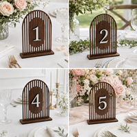 Plaque de numéro de table rétro en bois ajouré pour mariage, banquet, hôtel, double face