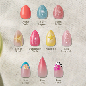 BTArtbox Faux Ongles Courts Amande en Gel Souple Effet Œil de Chat 3D, Kit d'Ongles Artificiels à Presser Faits Main pour l'Été, Vente en Gros - Product Image 1
