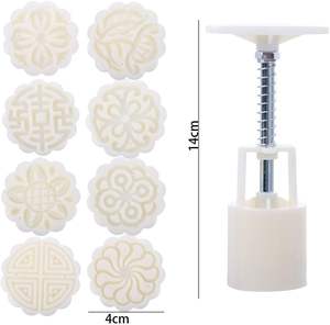 Ensemble de 6 moules à gâteaux de lune ronds à fleurs, 50g, pour la fête de la mi-automne, fabrication artisanale, moule à gâteau de lune en fondant à pression manuelle pour la décoration - Product Image 4