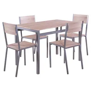 Esstisch aus Metall mit Holzplatte und 4 Stühlen für das Esszimmer in der Küche