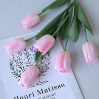 Bunga Tulip Buatan Lateks Real Touch Tangkai Tunggal 45cm, Bunga Tulip Palsu untuk Dekorasi Interior Hotel, Pesta, dan Dinding Bunga DIY