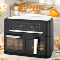 Friteuse à air numérique intelligente électrique en plastique noir 12L/15L, double panier, antiadhésive PTFE et protection contre la surchauffe, directement de l'usine