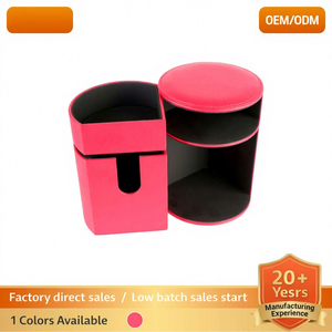 กล่องเก็บการ์ดแบบพกพาทรงกลม ทำจากหนัง PU สีแดง FX สำหรับเกมกระดาน - Product Image 4