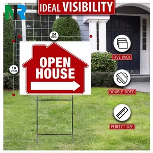 Letreros de Jardín Personalizados de Plástico Corrugado con Impresión a Doble Cara para Campañas, Venta de Casas, Eventos al Aire Libre, de 18x24 Pulgadas con Estacas en Forma de H - Product Image 1