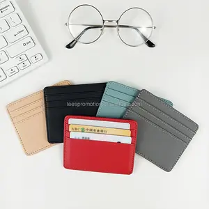 Wholesale cheap customized logo ID card wallet Holder PU leather credit card holder