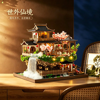 Mainan Perakitan DIY Panel Kayu untuk Model Bangunan Taman Miniatur Gaya Cina Model Rumah Kecil Dekorasi Meja Model L2502