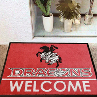 Tapis de porte d'entrée imperméable style bohème avec logo personnalisé noir et blanc, anti-fatigue, réversible, en nylon