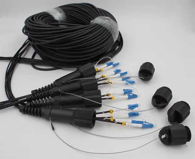 Ruggedized Patch Cord Armored Deployable Fiber Optic Cable Assembly with 8 Cores LCLC Tactical Drum Reel for Audio Visual