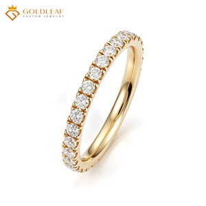 Bague d'éternité en or 14 carats avec diamant D VS1 de 0,033 carats, idéale pour la commémoration, les cadeaux, les mariages et le port quotidien - Product Image 1