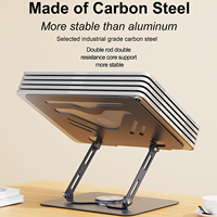 Support pour ordinateur portable en acier au carbone argenté, cadre de refroidissement amélioré, support métallique rotatif à 360 degrés, supporte les ordinateurs portables jusqu'à 10 kg