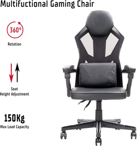 <span class=keywords><strong>Fauteuil</strong></span> <span class=keywords><strong>gamer</strong></span> inclinable en maille noire, promotionnel, le moins cher, avec rembourrage, fonction bascule, élégant, idéal pour le gaming. - Product Image 2