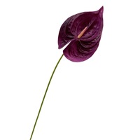 Echt Aussehende PU Anthurium Andraeanum Lind Hochzeitskerze Spathiphyllum Weinrot Grün Anthurium
