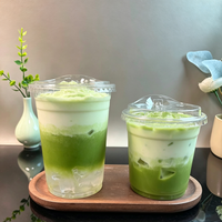 Gobelets en plastique transparents personnalisés de 32 oz (1000 ml) en PET/PP, ronds, de 18 oz, 22 oz et 32 oz, pour thé au matcha, avec couvercles en dôme, écologiques