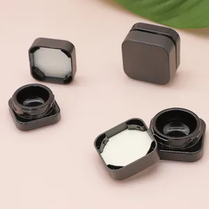 Small Square Jar 5ml Black Glass Jar With Child Resistant Lid Cosmetic Eye Cream Glass Bottle