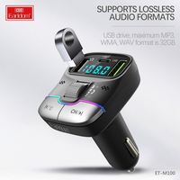 Earldom Cargador de coche USB dual con manos libres BT Kit de coche Transmisor FM estéreo Reproductor de MP3 Modulador Formato de audio APE