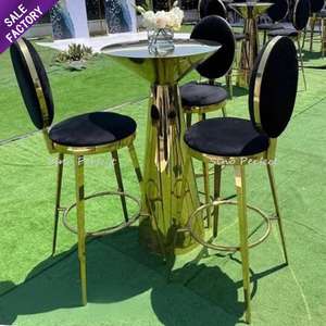 New Arrival Wedding Party Event Banquet Furniture Stainless Steel Black Velvet <b>Chair</b> Outdoor Cocktail <b>Table</b> <b>and</b> <b>Chairs</b> - Product Image 1