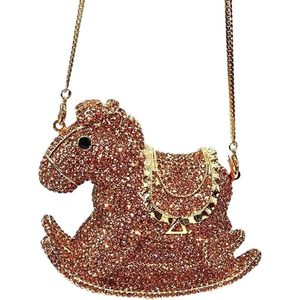 Bolso de mano de noche con diseño de caballo balancín y pedrería para mujer, elegante y deslumbrante, ideal para fiestas y salidas nocturnas. - Product Image 6