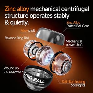 마이시오 LED 라이트 자동 시작 핸드 그립 트레이너 레인지 자이로 파워 볼 카운터 원심력 손목 강화 장치 - Product Image 3
