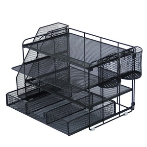 Organisateur de documents mural en métal blanc ignifuge pour <span class=keywords><strong>bureau</strong></span>, avec maille métallique, pour magazines, papiers et dossiers - Product Image 1