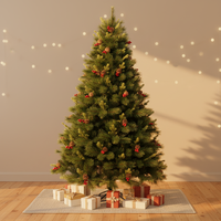 Árbol de Navidad Híbrido de PE y Agujas de Pino Premium Personalizable de 4-10 Pies, Automático, Muestreo Rápido, Decoración para el Hogar y Navidad