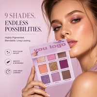 Palette d'ombres à paupières personnalisée 9 couleurs, usine de cosmétiques OEM, palette d'ombres à paupières imperméable, longue tenue, facile à estomper, marque privée