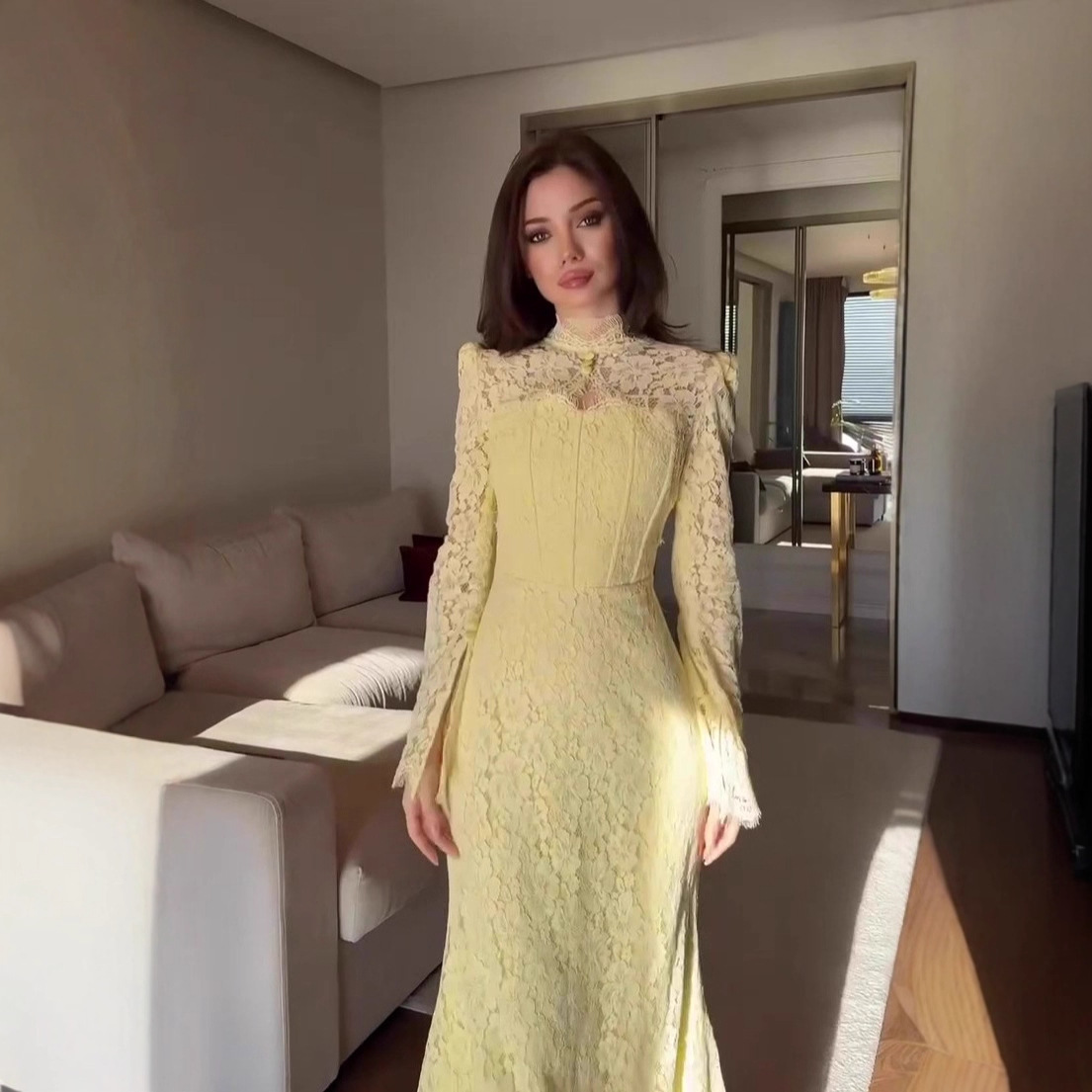 chinese dress ladies Scarlet Darkness Victorian Gothic Stand Collar Lace Velvet Slit Dress main image 1
