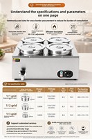 Chauffe-chocolat professionnel 4L à 3 bacs en acier inoxydable, station de maintien au chaud pour sauces et desserts, idéal pour les boulangeries et les marques de concession - Vente directe usine