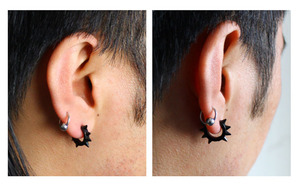 Pendientes de diente de lobo de acero inoxidable policromático médico de estilo Punk, diente de <span class=keywords><strong>sierra</strong></span> Huggie para niños o niñas - Product Image 6
