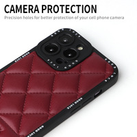 Coque de téléphone en cuir de diamant de luxe personnalisée pour iPhone 14 13pro 12 Promax 11 Mobile-Couverture arrière antichoc en matériau PU
