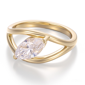 แหวนเพชรทรงมาร์คีส์แบบสั่งทำพิเศษจาก PROVENCE แหวนทองคำแท้ 14k สีเหลือง ดีไซน์ทันสมัย เหมาะสำหรับงานปาร์ตี้ งานหมั้น งานแต่งงาน หรือเป็นของขวัญ - Product Image 2