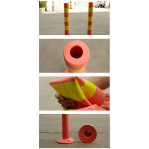 Warning <b>Post</b> 75cm Orange Reflective Elastic Bollard Traffic Lane Divider PU Plastic Crash Barrier IP65 No Power Required - Product Image 4