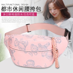 Urban Leisure Waist Bag Multiple Pockets Waterproof Pink Blue Green Black White Women's Chest Bag For Daily Use - Product Image 3