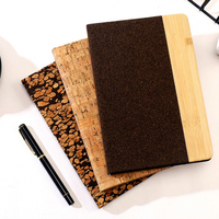 Carnet écologique A5 en liège et marc de café avec panneau en bambou, journal ligné personnalisé avec logo pour étudiants et employés de bureau