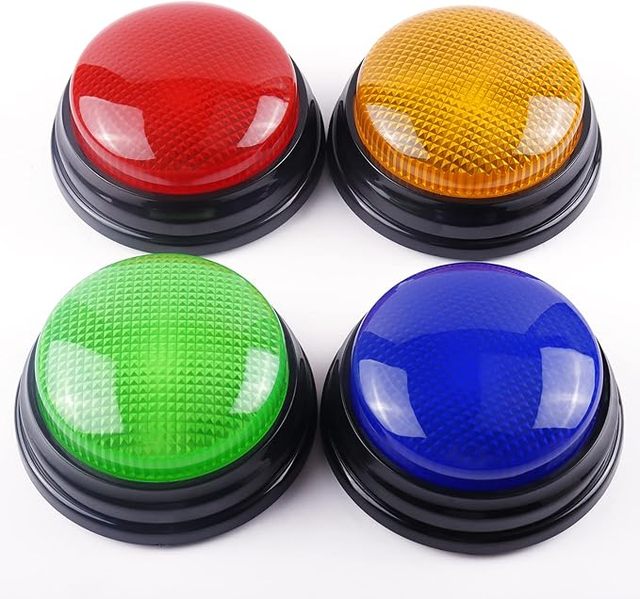 ELI TOY 4-Pack Answer Buzzers Game Buzzers for Family Feud Classroom Quizzes Party Buzzer Game Show Kids Educational Toys