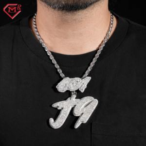 Lulus tes berlian liontin Moissanite pria 925 perak VVS Iced Out liontin Moissanite kustom - Product Image 2