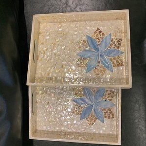 Revêtement de mosaïque florale de luxe, fait à la main, coquille de revêtement incrustée de mère de perle, comptoir du Vietnam, 1 pièce - Product Image 2