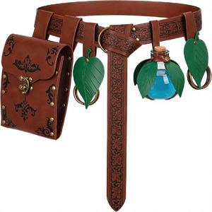 Conjunto de Disfraz de <span class=keywords><strong>Rey</strong></span> Brujo de Halloween: Tocado con Cuernos, Vestido de Bruja, Cinturón con Bolsa para Frascos de Pociones, Accesorios para Juego de Rol, Cosplay, TV y Cine - Product Image 6