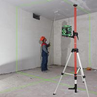 Poteau de niveau laser avec trépied, trépied télescopique, 12 pieds/3.7m avec support laser rotatif de 1/4 pouces par 20 pouces