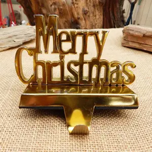 Latón macizo FELIZ NAVIDAD Palabras Nombres Stocking Holder Adornos navideños Decoración