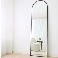 Miroirs décoratifs de style moderne, argentés, réglables, rectangulaires arrondis, pleine longueur, avec éclairage LED, pour usage commercial