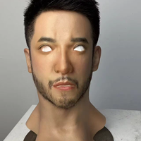 Masque de tête réaliste en silicone pour jeune homme Cosplayer d'Halloween