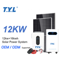 Système solaire 12 kW 12 kVA avec panneaux, batterie, onduleur et générateur pour maisons et entreprises sans électricité et pour réseaux instables