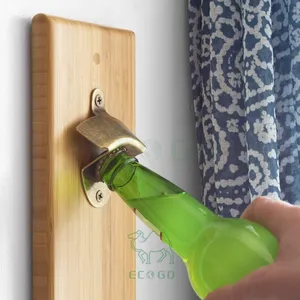 Бамбуковая настенная открывалка для бутылок с магнитной крышкой, деревянная открывалка для бутылок пива