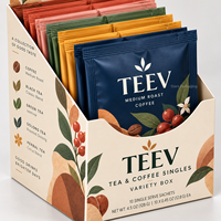 Boîtes de présentation en carton beige imprimées sur mesure, à déchirure facile, pour sachets de café filtre et de thé