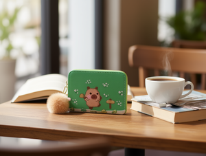 Portafoglio singolo con pompon a forma di cartone animato, piccolo, in feltro non tessuto, mini borsa da donna per tutte le stagioni - Product Image 2